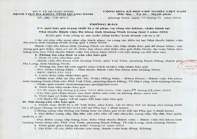 Mời báo giá trang thiết bị y tế phục vụ công tác khám chữa bệnh (191)