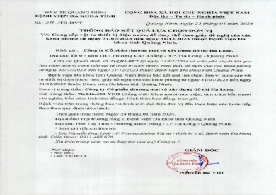 Thông báo kết quả lựa chọn đơn vị (211)