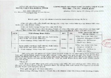 Thông báo báo giá sửa chữa các máy lọc máu liên tục của Bệnh viện (268)