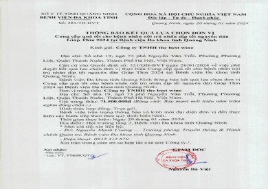 Thông báo kết quả lựa chọn đơn vị (281)