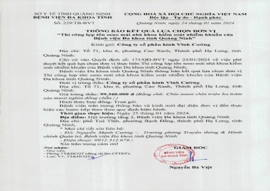 Thông báo kết quả lựa chọn đơn vị (229)