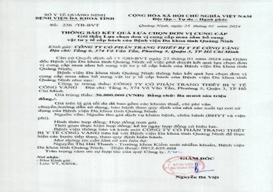 Thông báo kết quả lựa chọn đơn vị (236)
