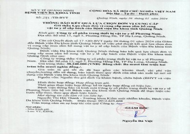 Thông báo kết quả lựa chọn đơn vị (273)
