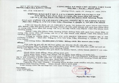 Thông báo kết quả lựa chọn đơn vị (274)