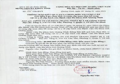 Thông báo kết quả lựa chọn đơn vị (275)