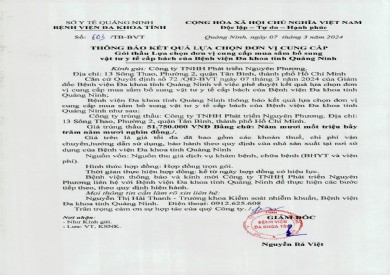 Thông báo kết quả lựa chọn đơn vị (603)