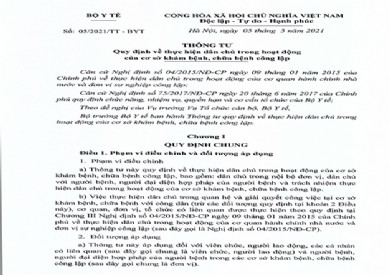 Thông tư Quy định về thực hiện dân chủ trong hoạt động khám bệnh, chữa bệnh công lập