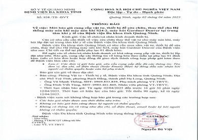 Mời báo giá cung cấp vật tư, thiết bị để sửa chữa, thay thế cho hệ thống máy nén khí S24-2, máy hút Gardner Denver tại TT khí y tế của bệnh viện (938)
