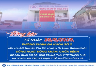 Bệnh viện Đa khoa tỉnh Quảng Ninh thông báo dừng hoạt động Phòng khám Đa khoa số 2